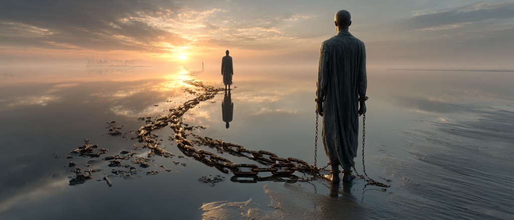 Un homme s'éloigne de celui qui lui a fait du mal.